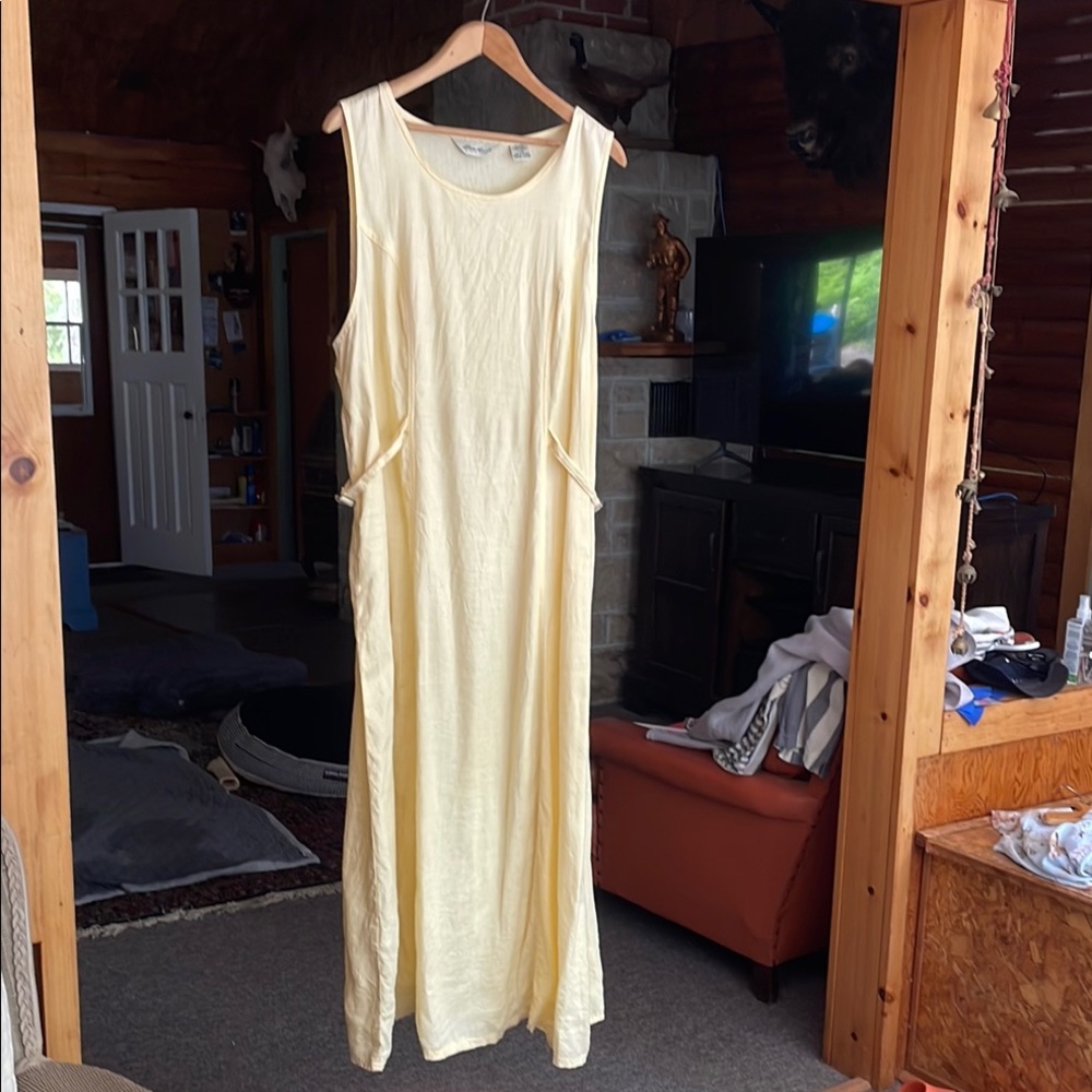 Large & Tall - Eddie Bauer Yellow Sleeveless Linen Sundress-very roomy